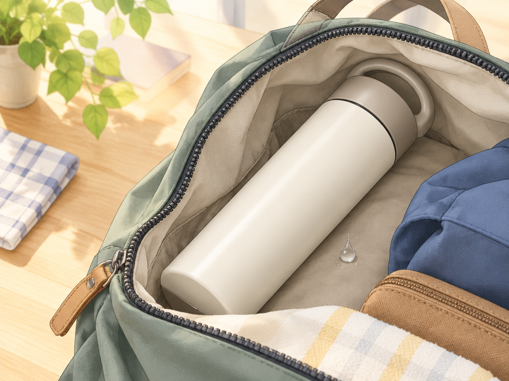 漏れにくい構造だが完全な密閉ではないので、カバンに入れるときは注意が必要