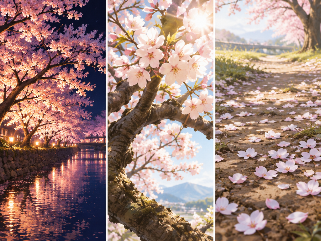夜桜・朝桜・落花・残花は時間帯や散り際で老いの心情を詠み分けられる